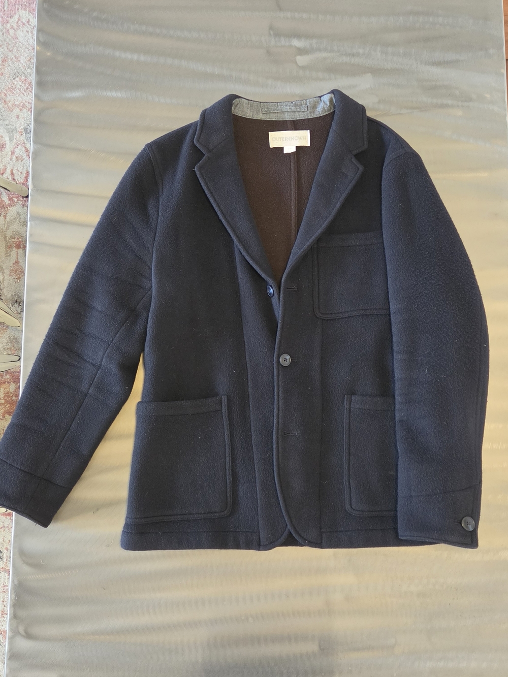 Outerknown Manteco Italian Woolten Chore Coat Blazer Navy Blue Medium